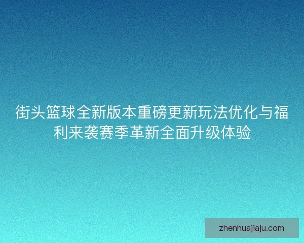 街头篮球全新版本重磅更新玩法优化与福利来袭赛季革新全面升级体验